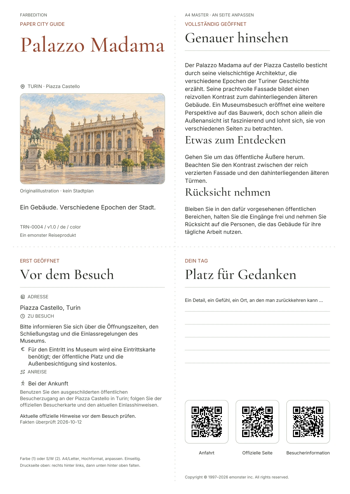 Tatsächliches Titelblatt: Palazzo Madama · Farbausgabe