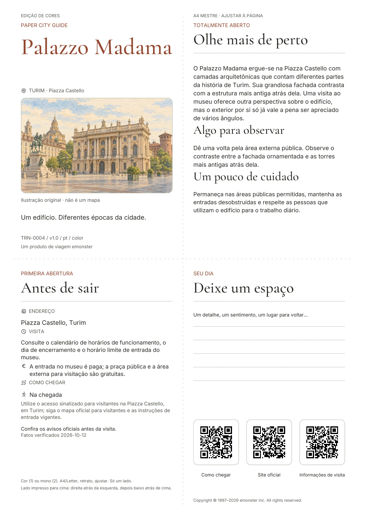Capa real do guia Palazzo Madama · Edição colorida