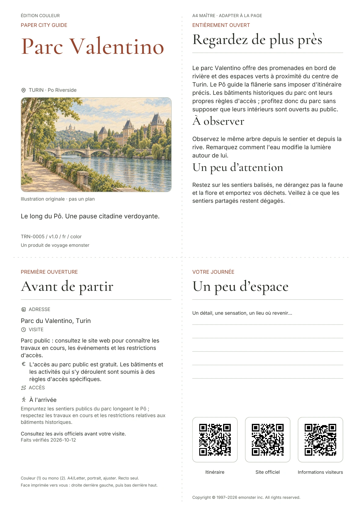 Couverture réelle du guide Parc Valentino · Édition couleur