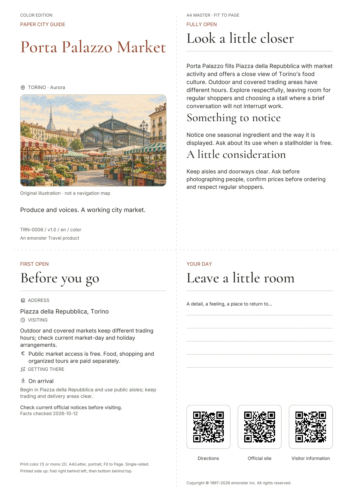 Actual Porta Palazzo Market guide cover · Color edition