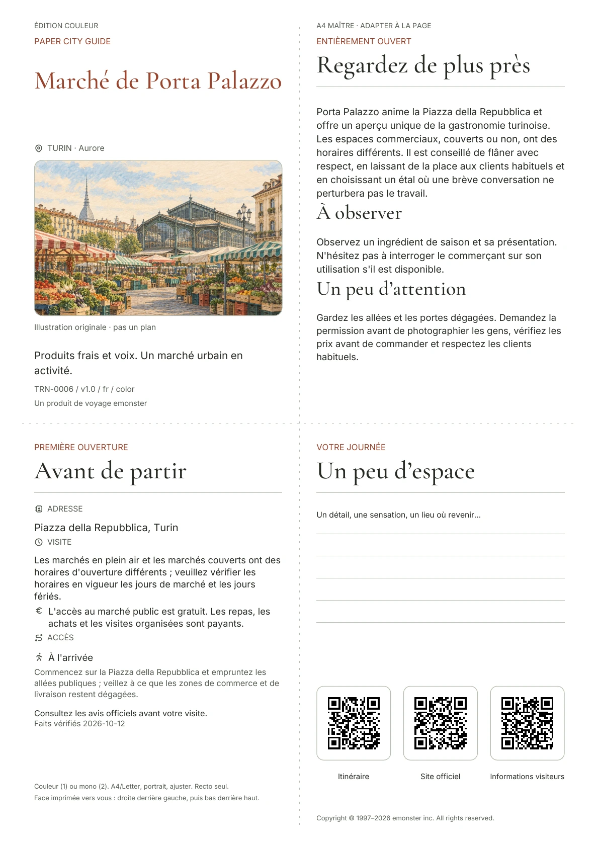 Couverture réelle du guide Marché de Porta Palazzo · Édition couleur
