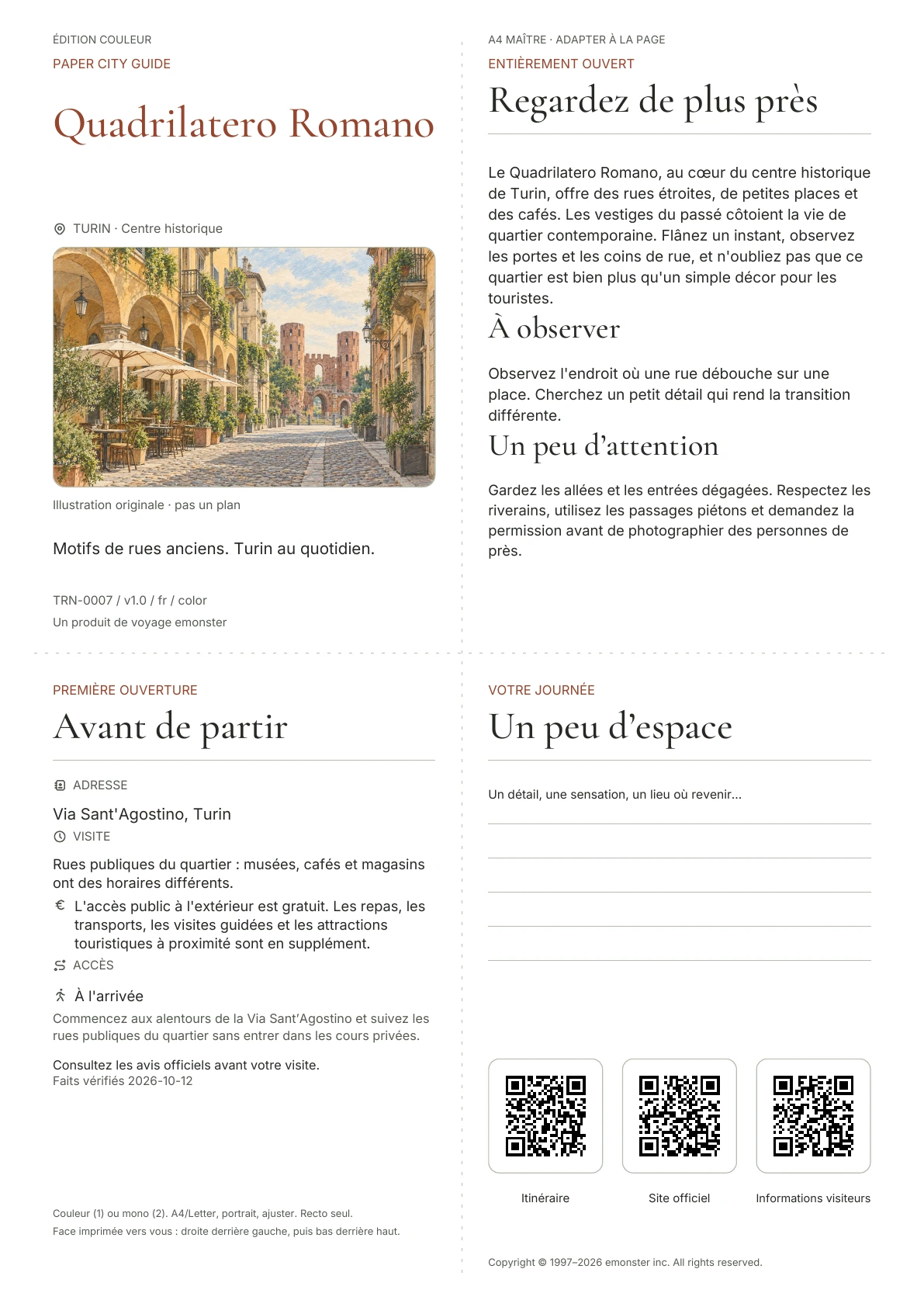 Couverture réelle du guide Quadrilatero Romano · Édition couleur