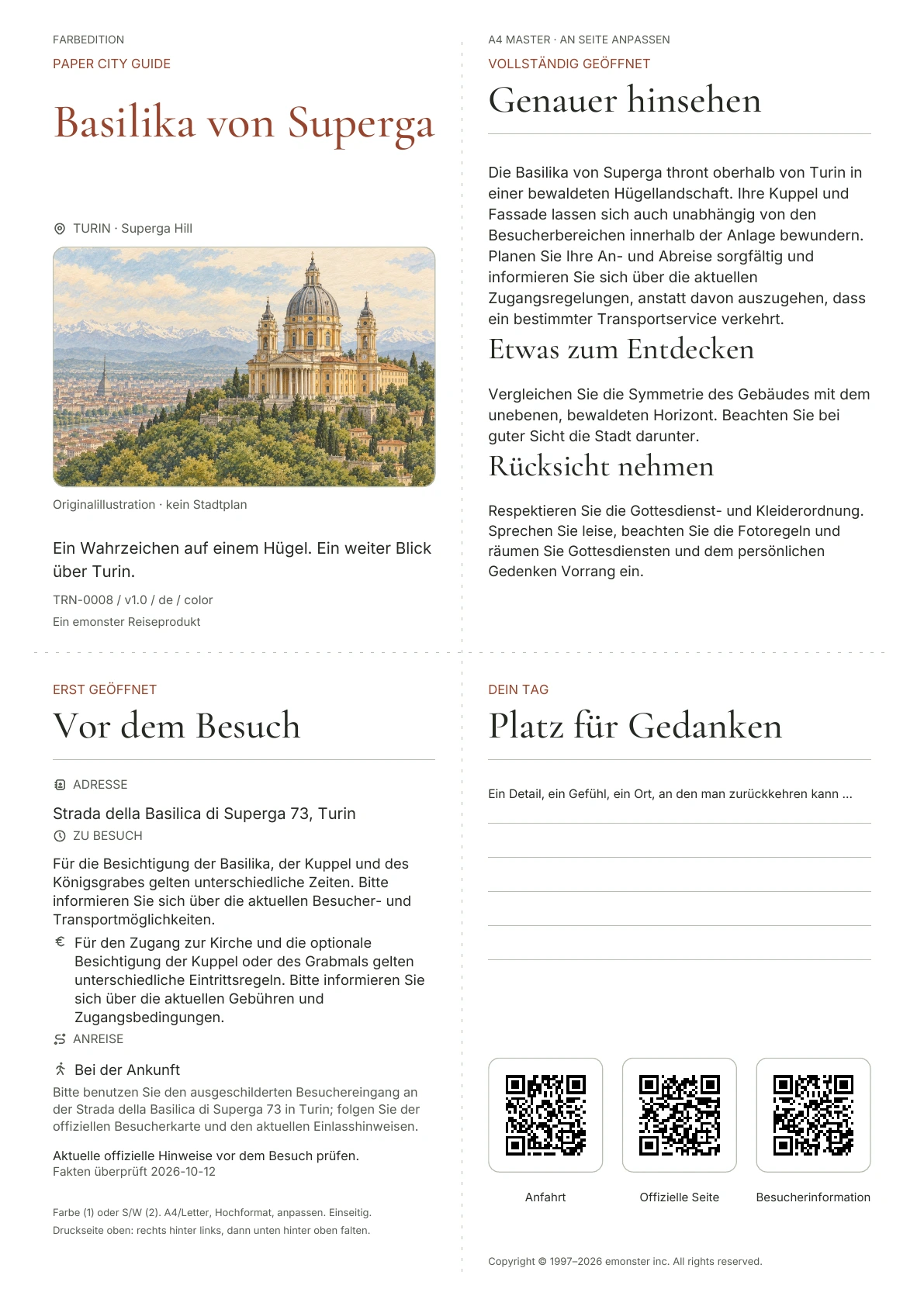Tatsächliches Titelblatt: Basilika von Superga · Farbausgabe
