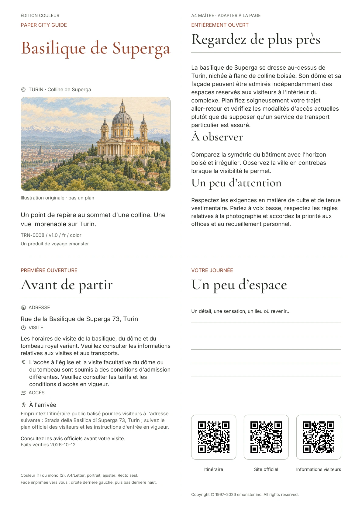 Couverture réelle du guide Basilique de Superga · Édition couleur