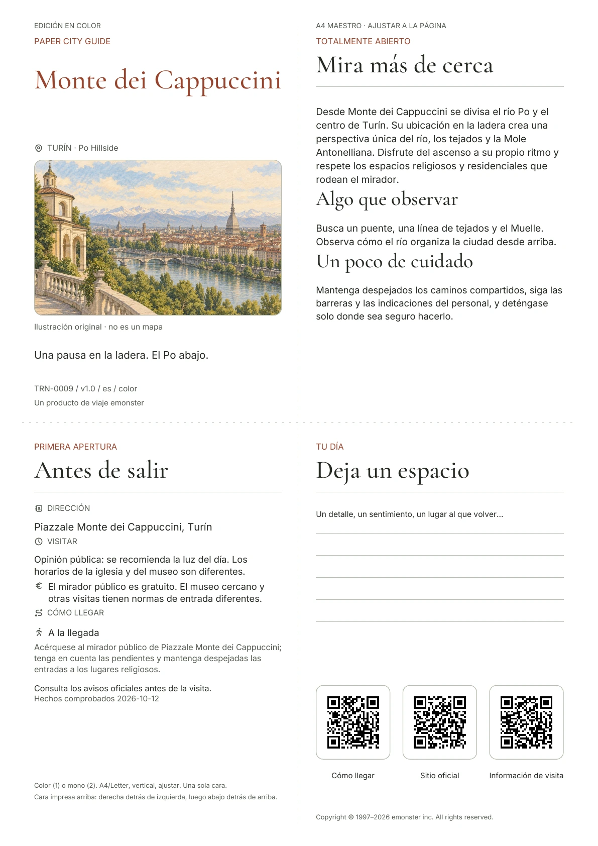 Portada real de la guía Monte dei Cappuccini · Edición en color