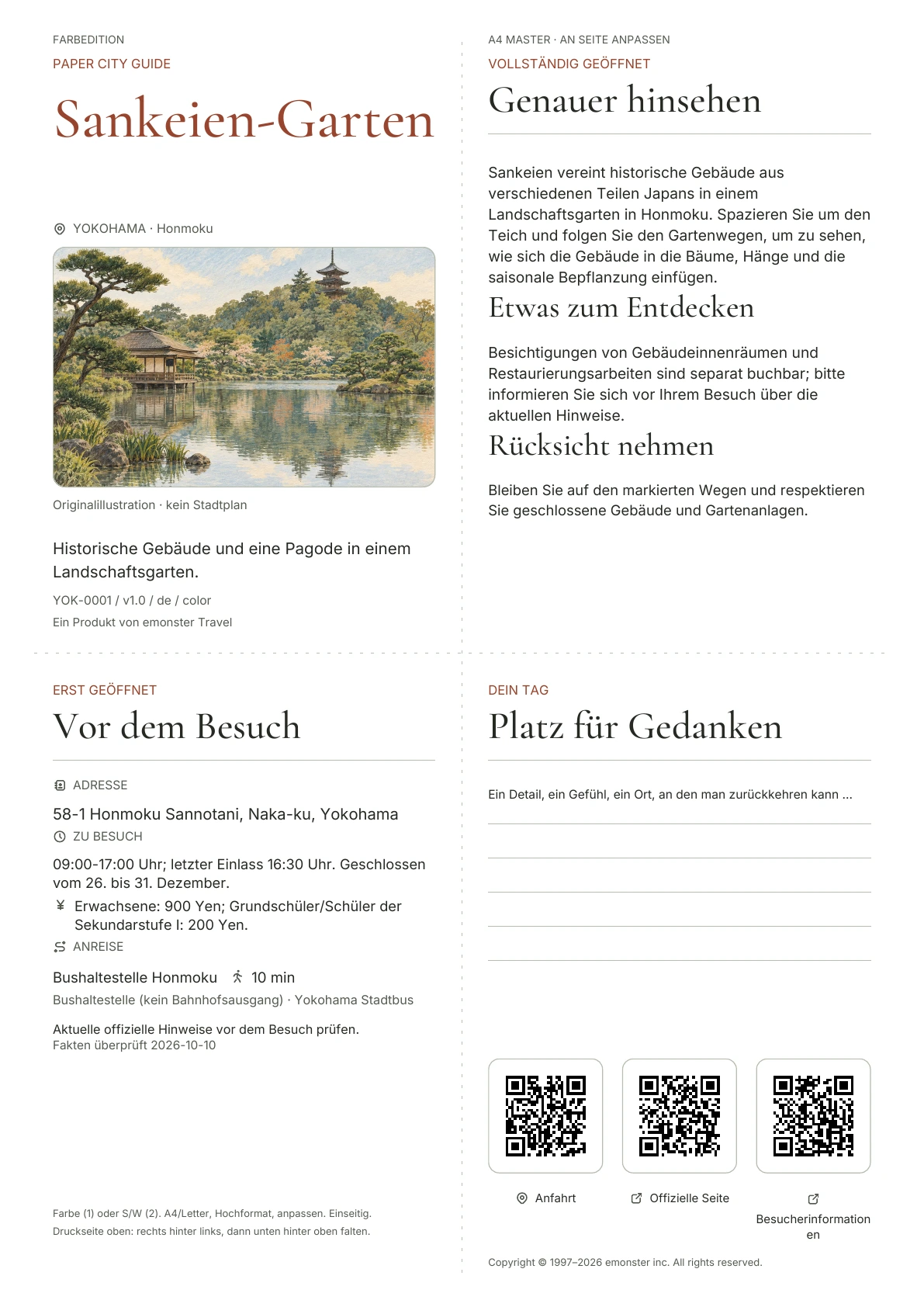 Tatsächliches Titelblatt: Sankeien-Garten · Farbausgabe
