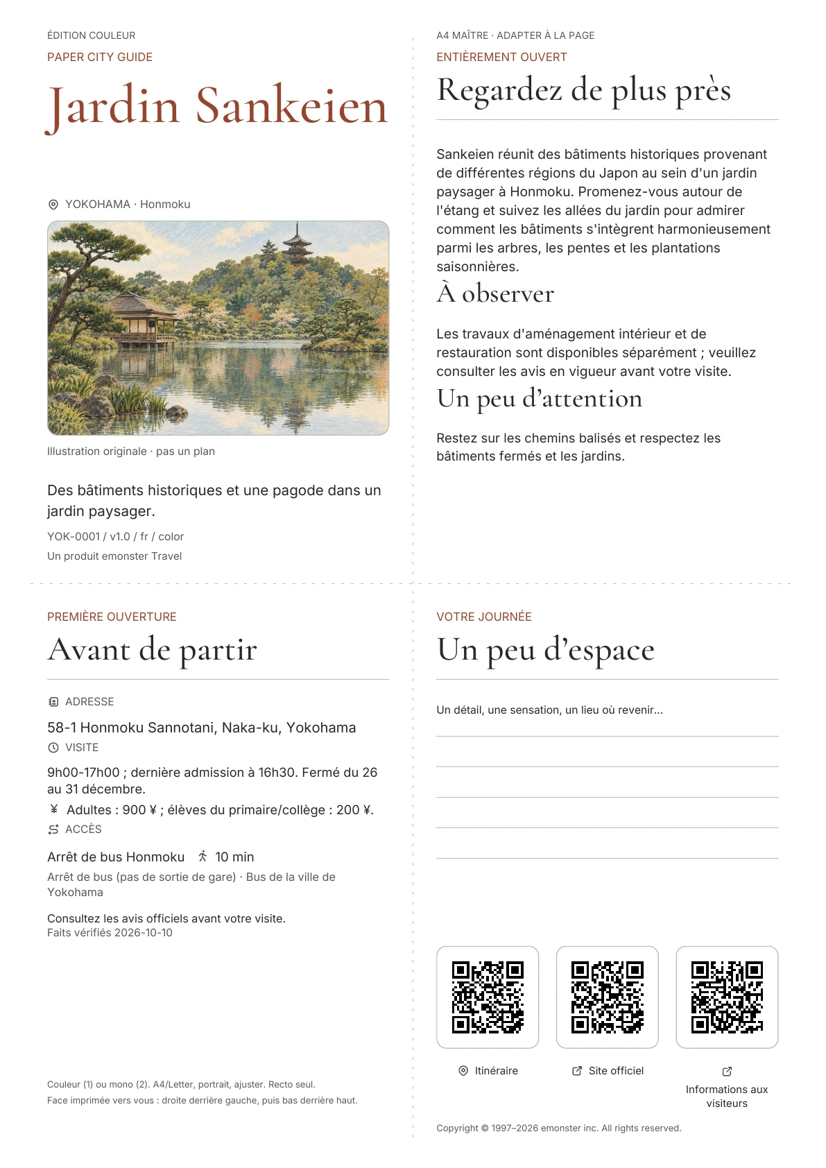 Couverture réelle du guide Jardin Sankeien · Édition couleur