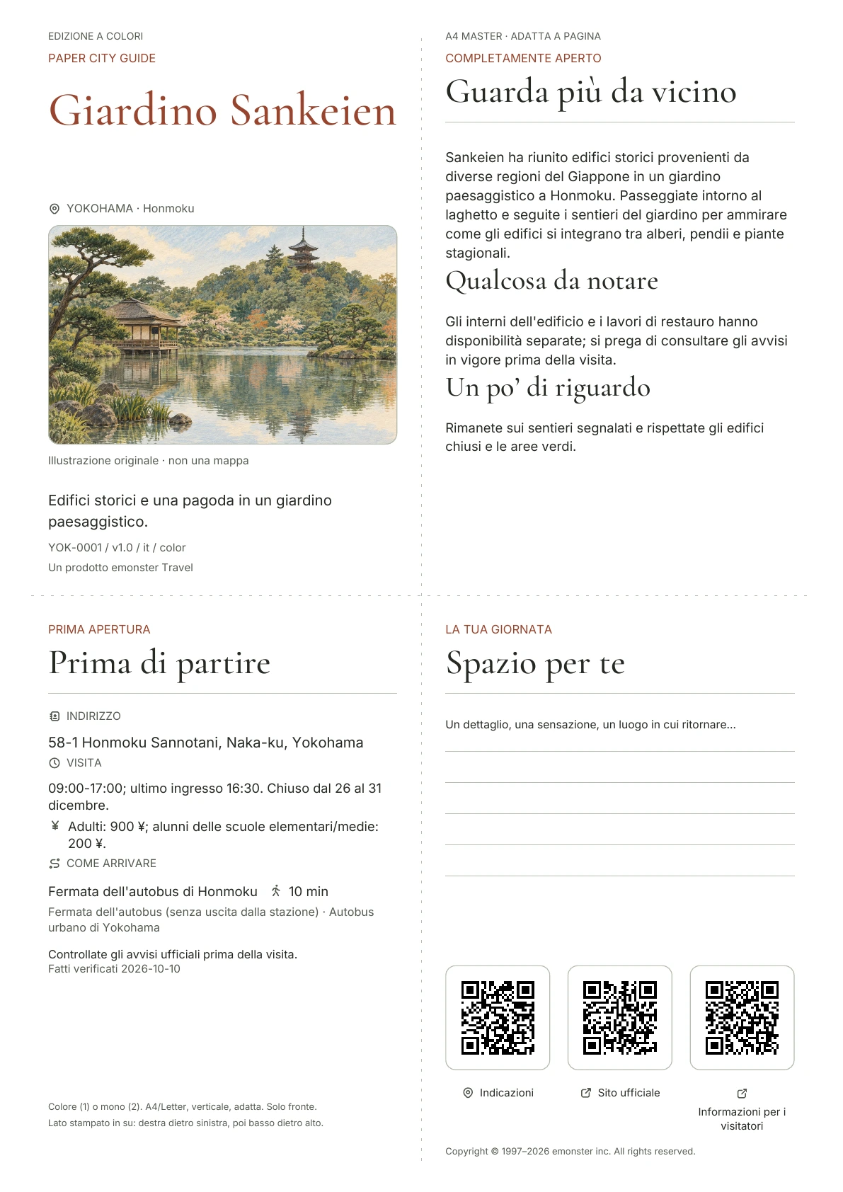 Copertina reale della guida Giardino Sankeien · Edizione a colori