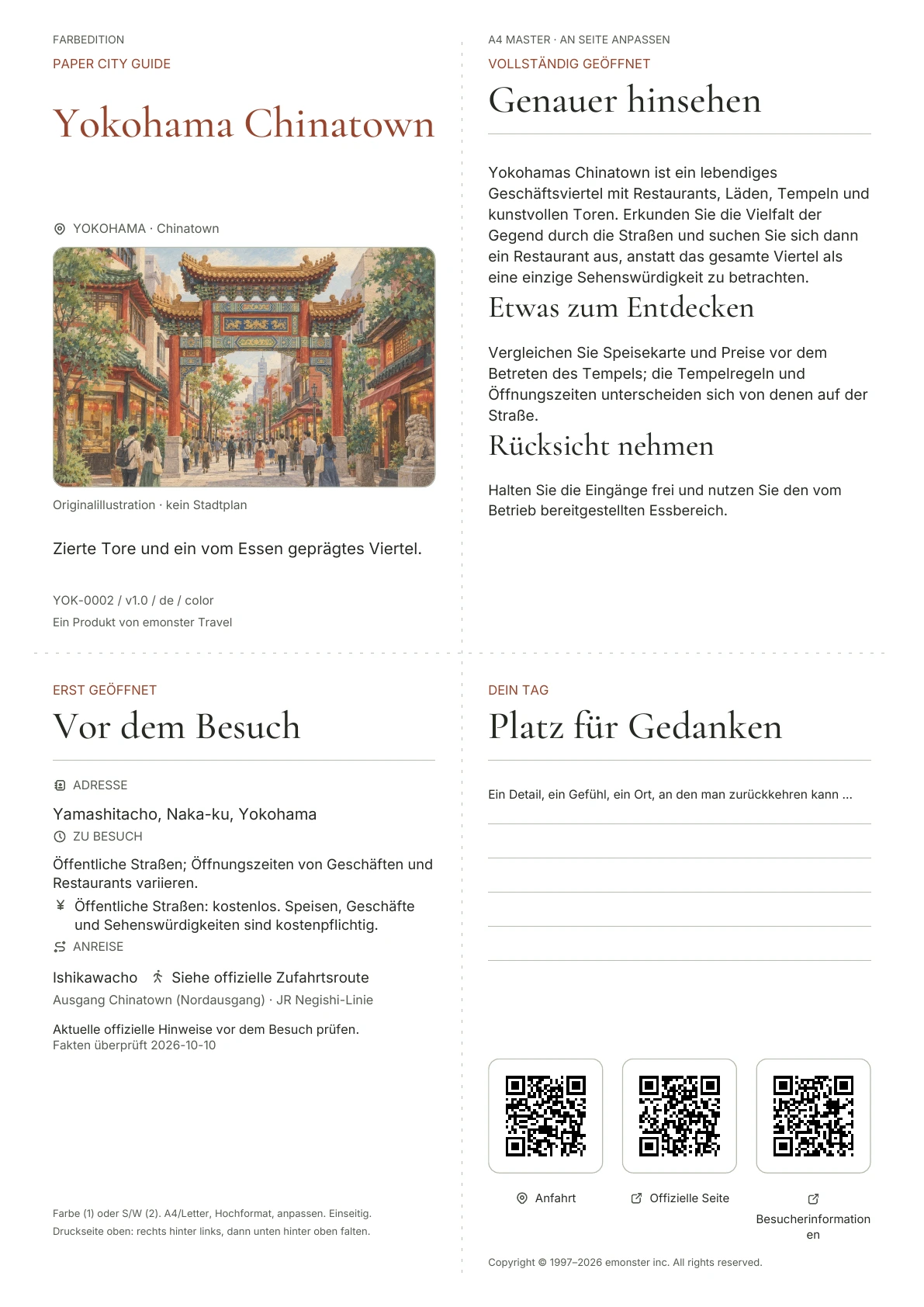 Tatsächliches Titelblatt: Yokohama Chinatown · Farbausgabe