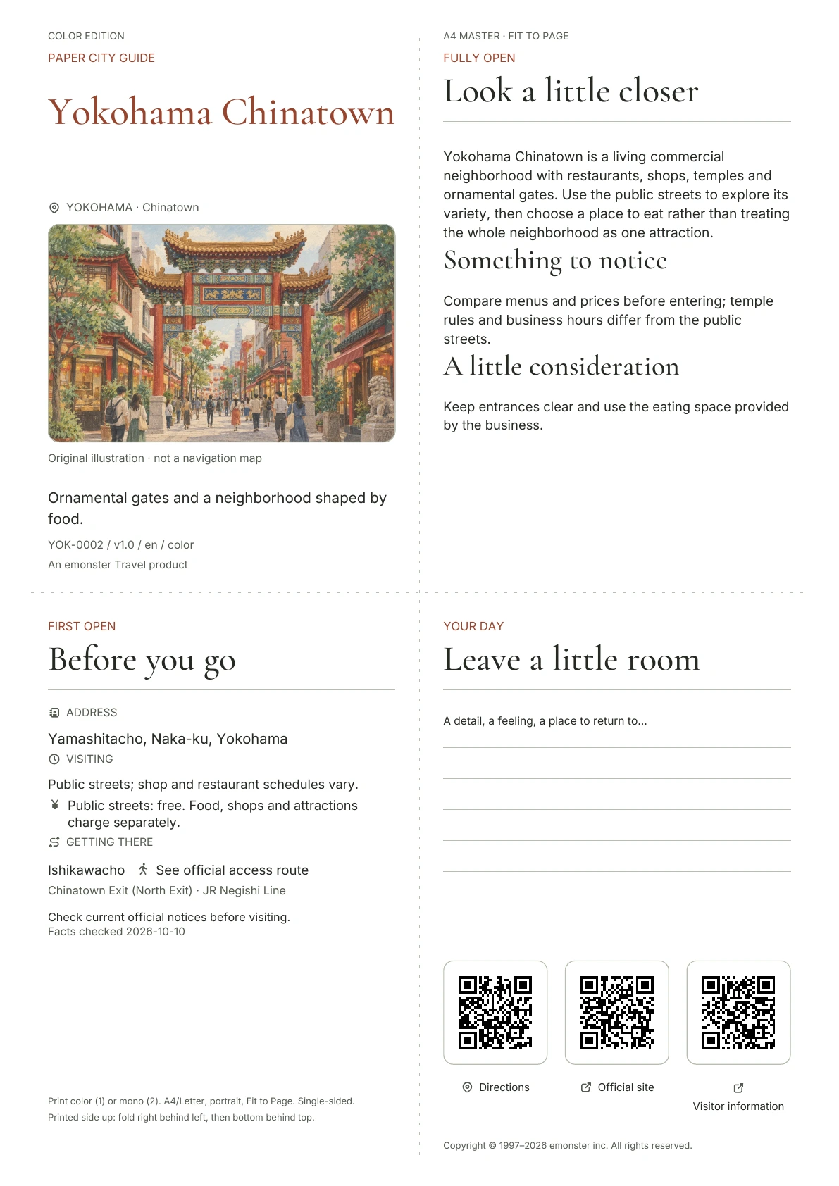 Actual Yokohama Chinatown guide cover · Color edition