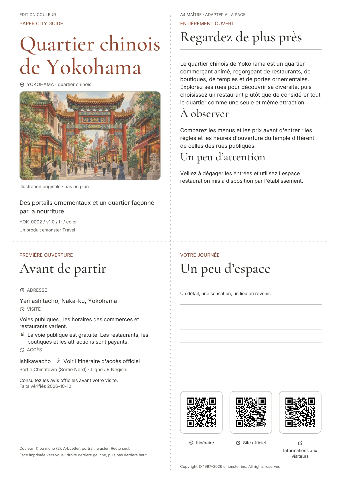 Couverture réelle du guide Quartier chinois de Yokohama · Édition couleur