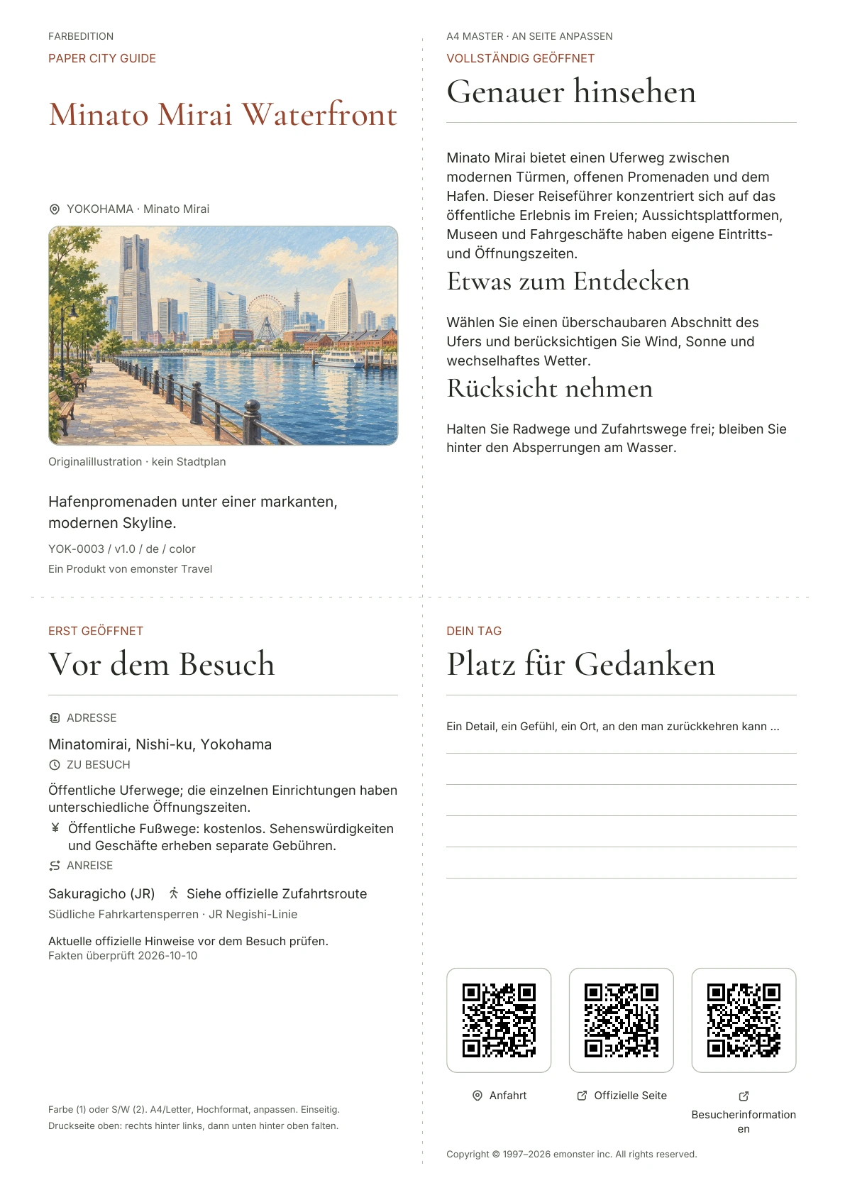 Tatsächliches Titelblatt: Minato Mirai Waterfront · Farbausgabe