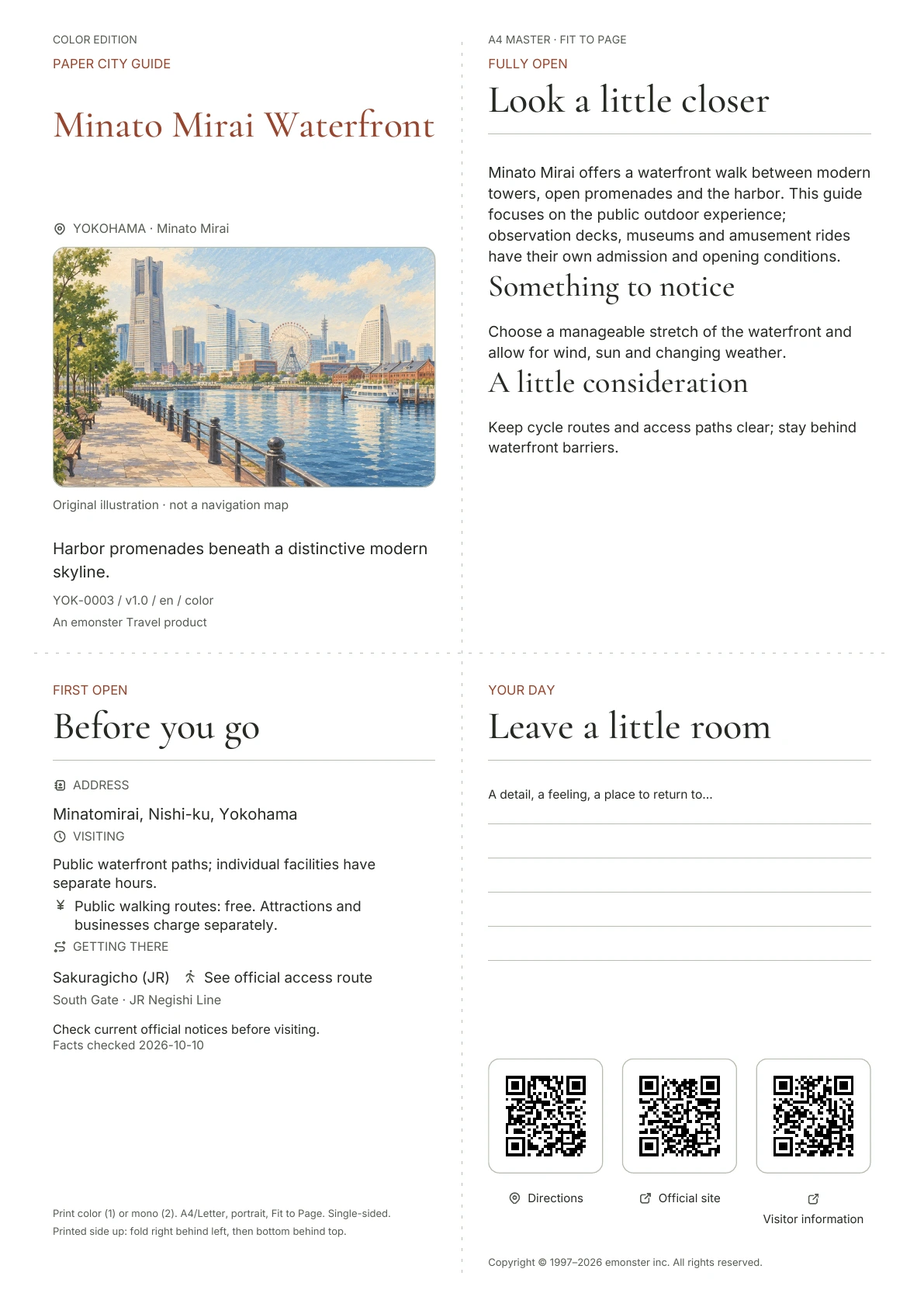 Actual Minato Mirai Waterfront guide cover · Color edition