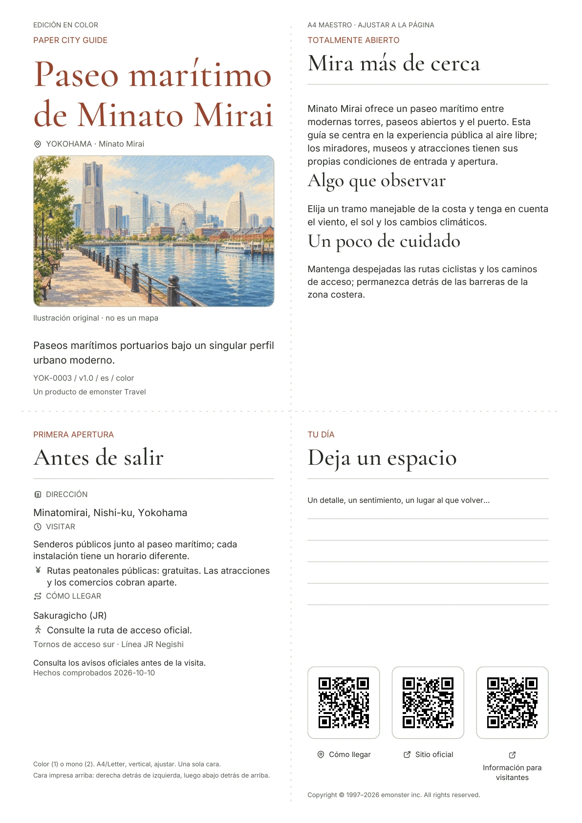 Portada real de la guía Paseo marítimo de Minato Mirai · Edición en color