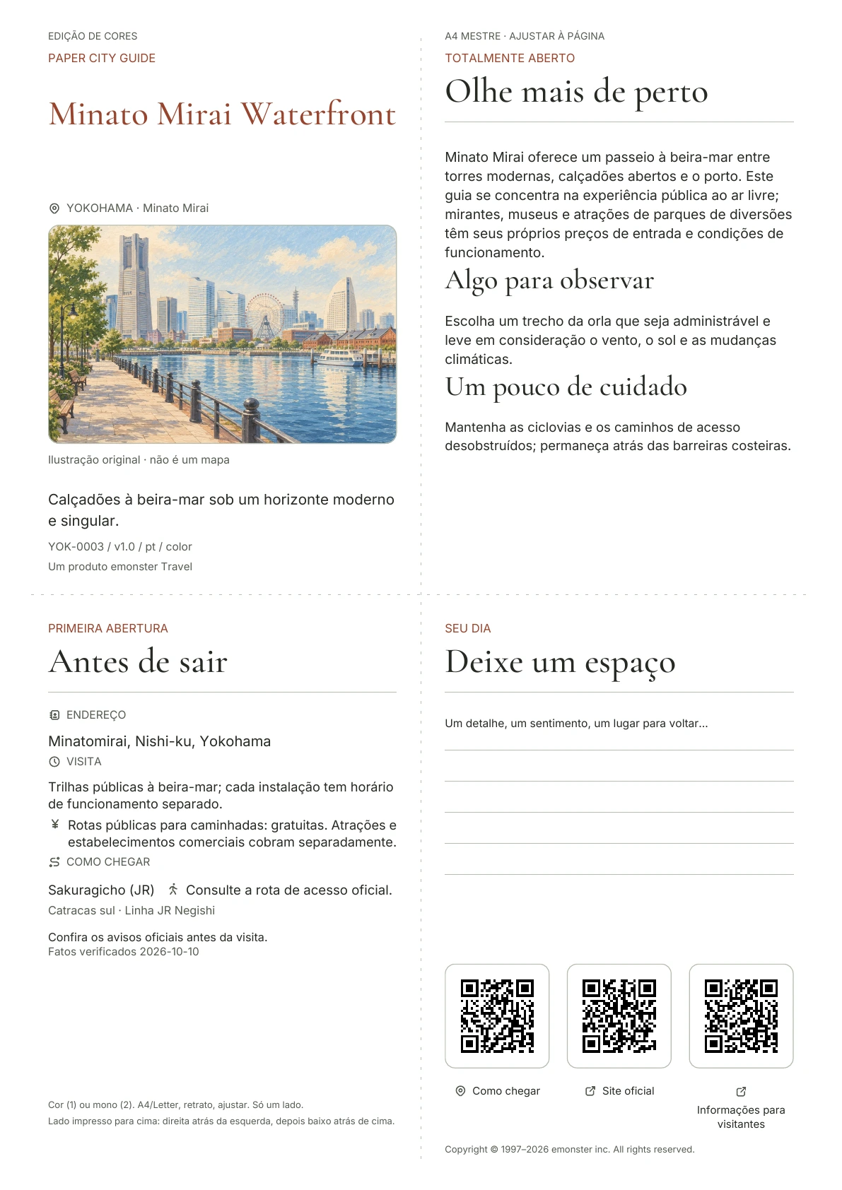 Capa real do guia Minato Mirai Waterfront · Edição colorida