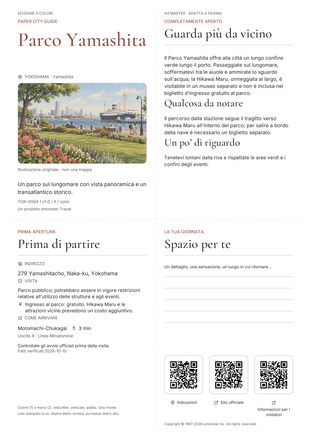 Copertina reale della guida Parco Yamashita · Edizione a colori