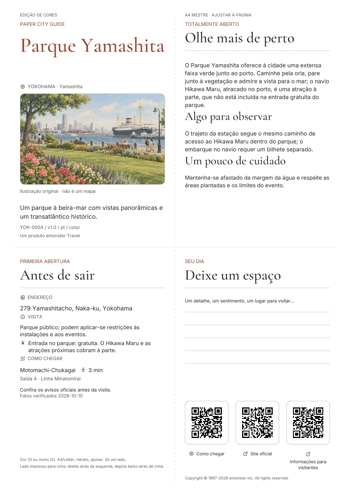 Capa real do guia Parque Yamashita · Edição colorida