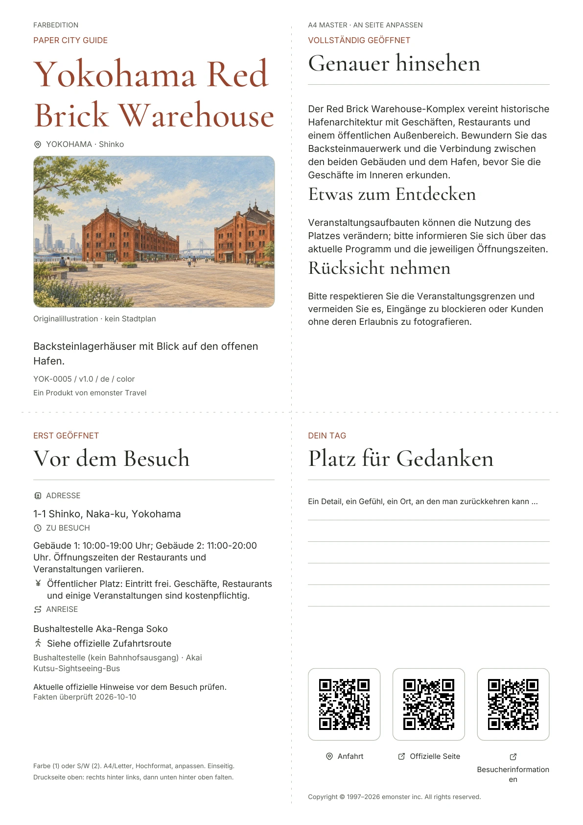 Tatsächliches Titelblatt: Yokohama Red Brick Warehouse · Farbausgabe