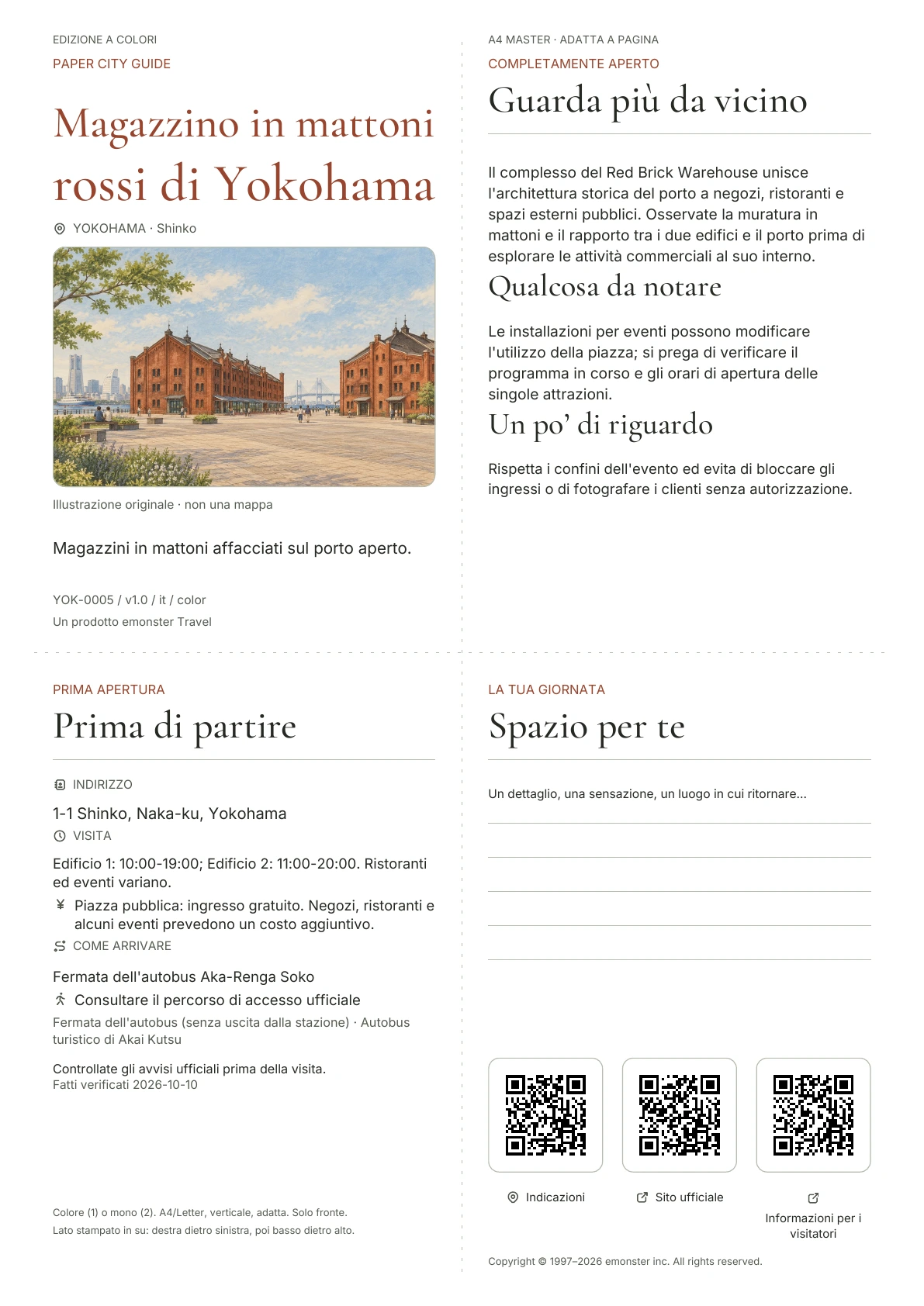 Copertina reale della guida Magazzino in mattoni rossi di Yokohama · Edizione a colori