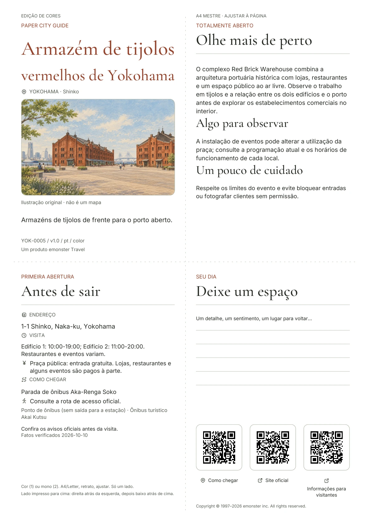 Capa real do guia Armazém de tijolos vermelhos de Yokohama · Edição colorida