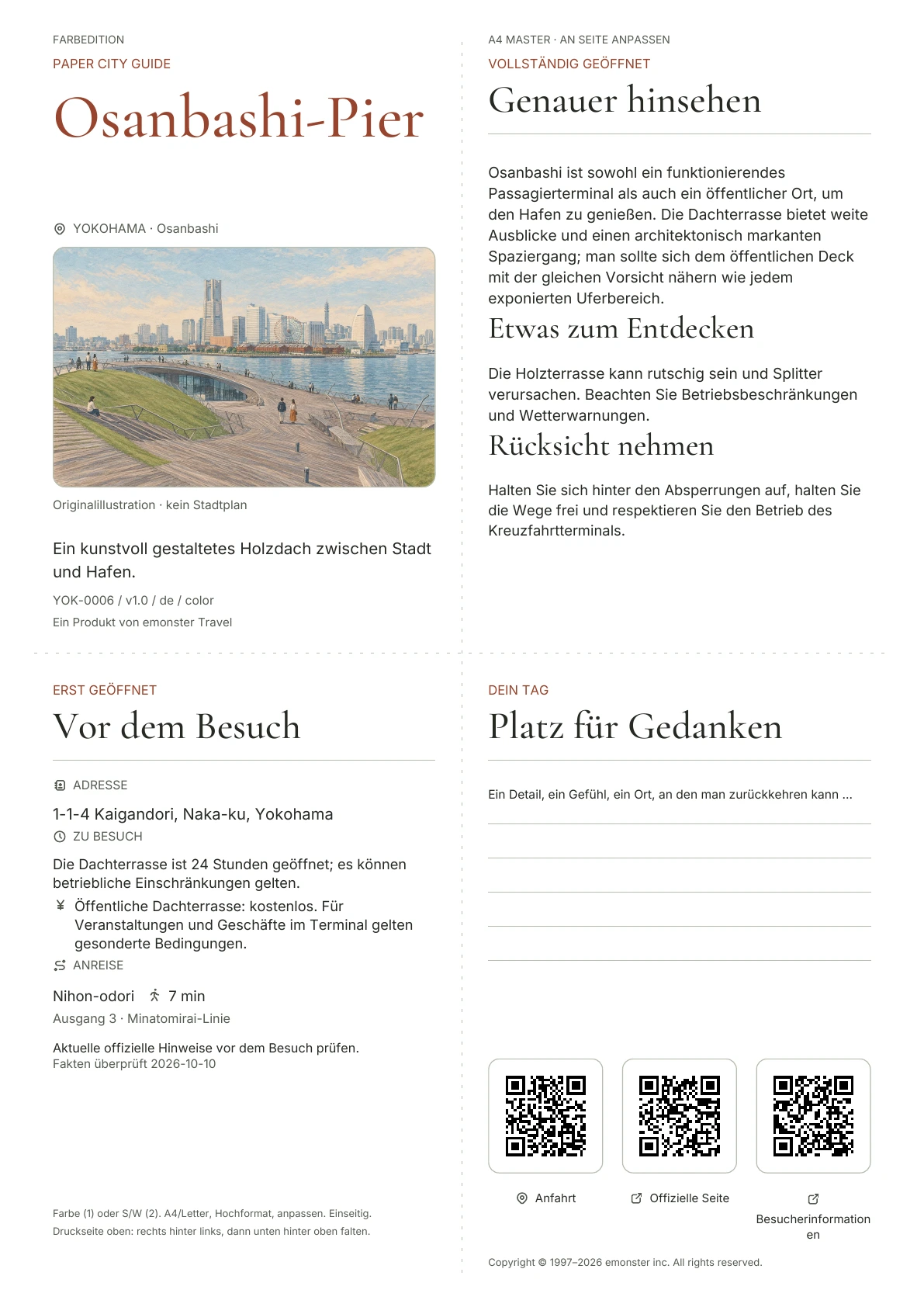 Tatsächliches Titelblatt: Osanbashi-Pier · Farbausgabe