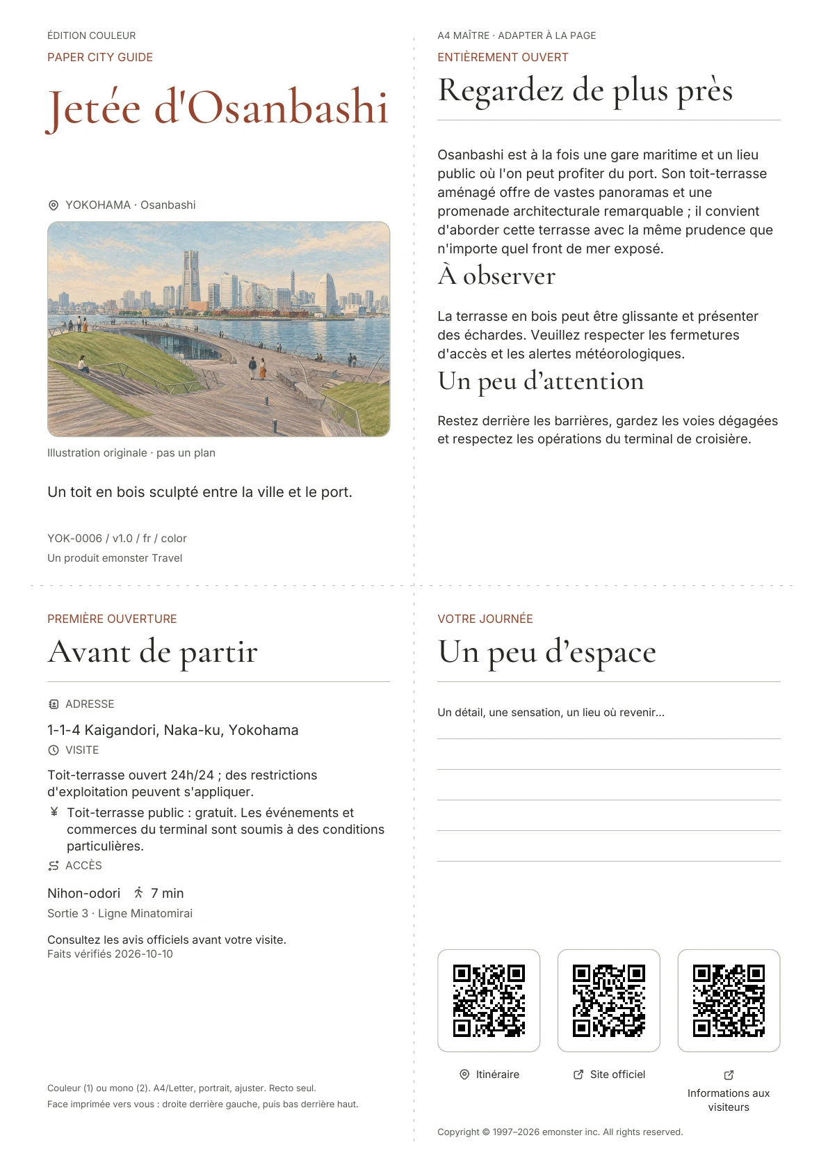 Couverture réelle du guide Jetée d'Osanbashi · Édition couleur