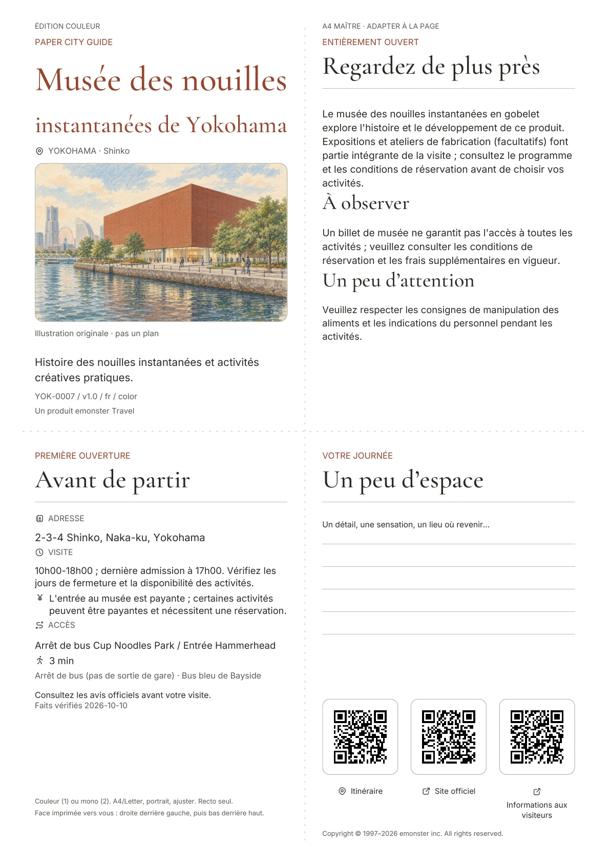 Couverture réelle du guide Musée des nouilles instantanées de Yokohama · Édition couleur