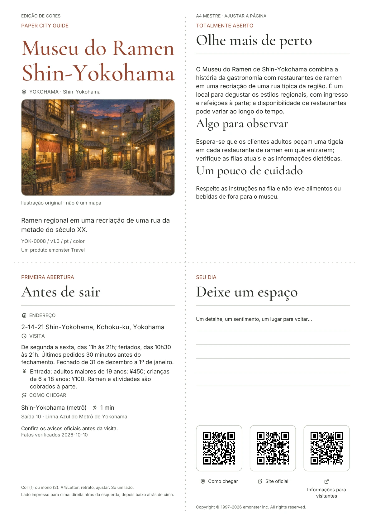 Capa real do guia Museu do Ramen Shin-Yokohama · Edição colorida