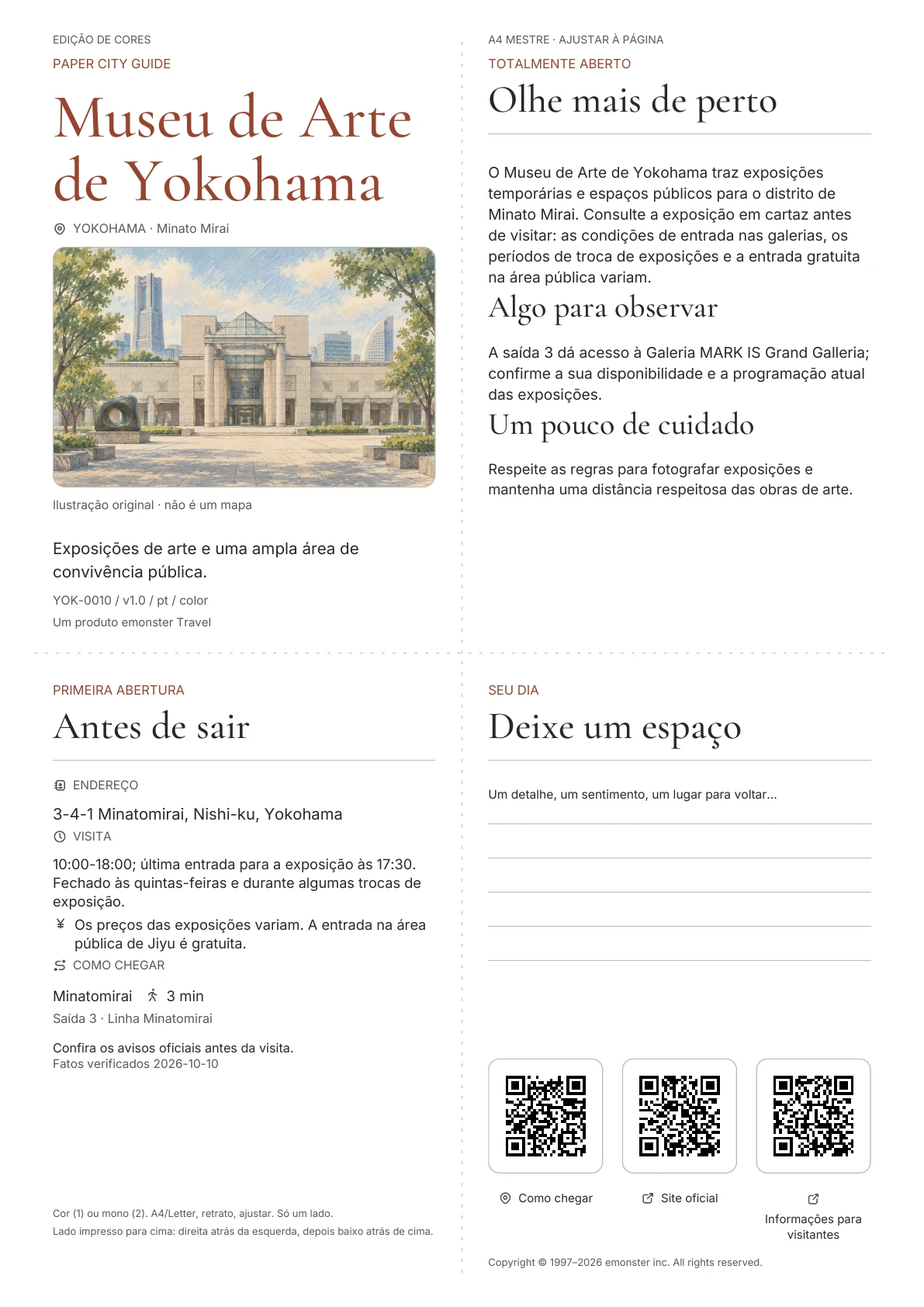 Capa real do guia Museu de Arte de Yokohama · Edição colorida
