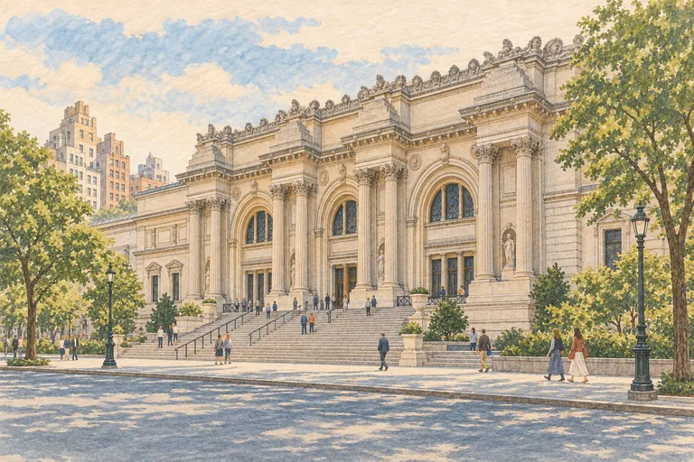 Original gouache illustration of The Metropolitan Museum of Art; an interpretive impression, not a navigation map.