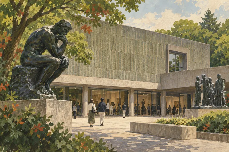 Originale Gouache-Illustration des National Museum of Western Art; eine interpretative Darstellung, keine Navigationskarte.