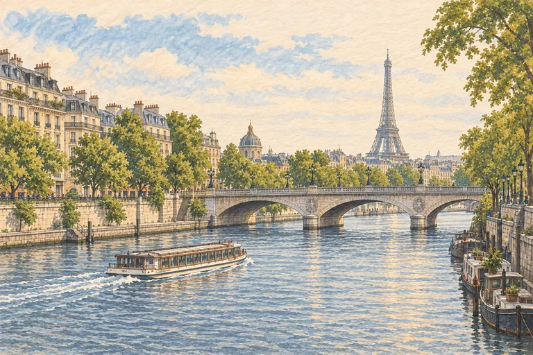 Ilustração original de Paris no estilo artístico compartilhado do Paper City Guide.