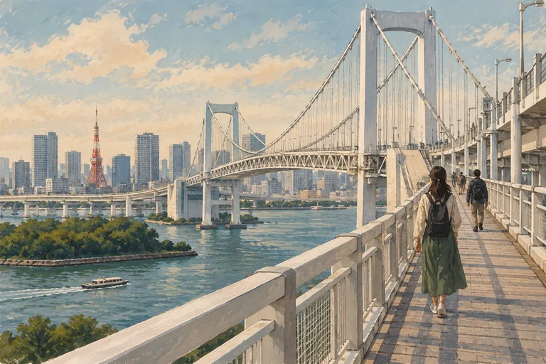 Original gouache illustration of Rainbow Bridge Walk; an interpretive impression, not a navigation map.